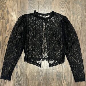 Vintage black lace bolero shrug jacket sheer top